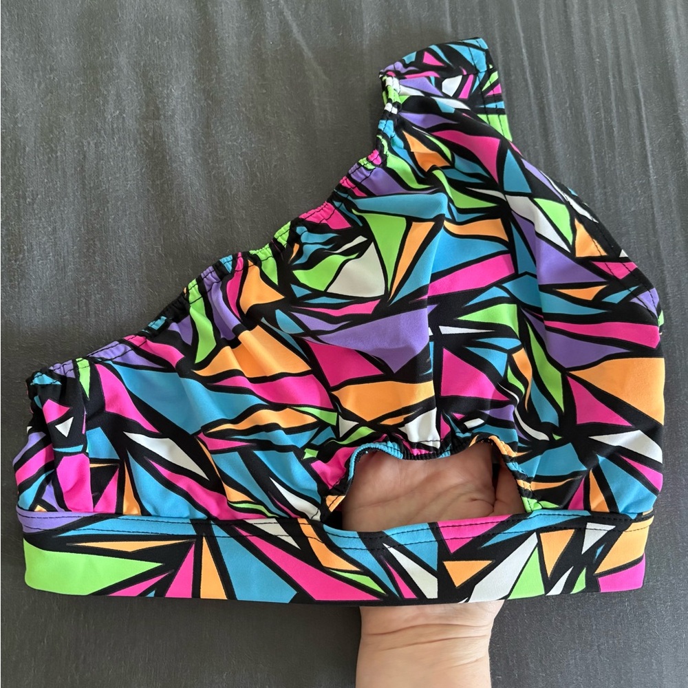 Rolita Couture Geometric Print One-Shoulder Top